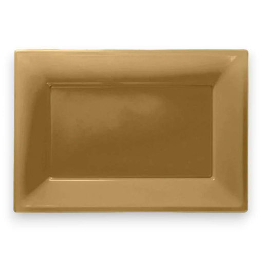 Picture of PLASTIC SERVING PLATTERS GOLD - 3 PACK 23X32CM